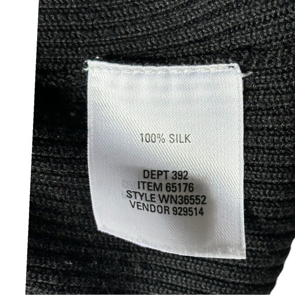 Nordstrom silk long sleeve button down ribbed cardigan twin set w/shell | Size M - Picture 12 of 15